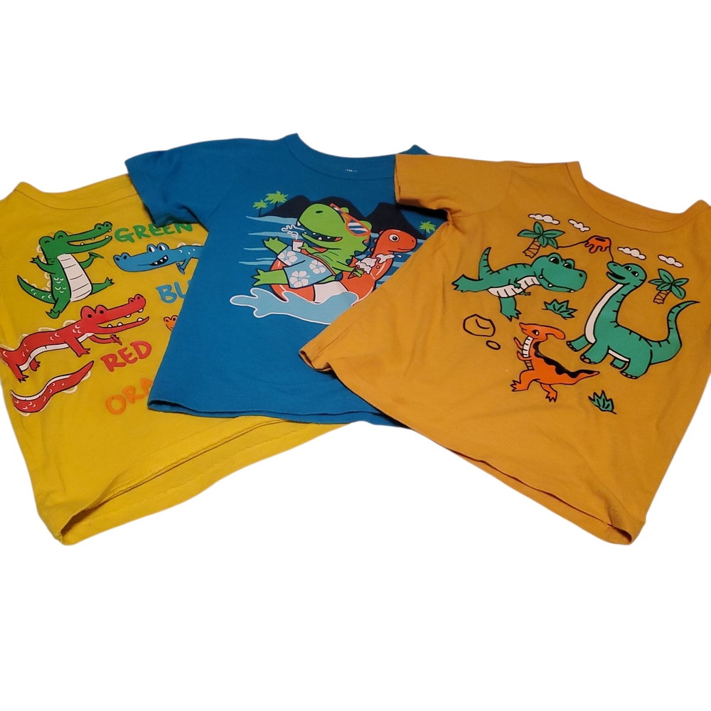 The Children's Place-Kids Dinosaur Alligator Graphic T-Shirts - x3 Tshirt Bundle